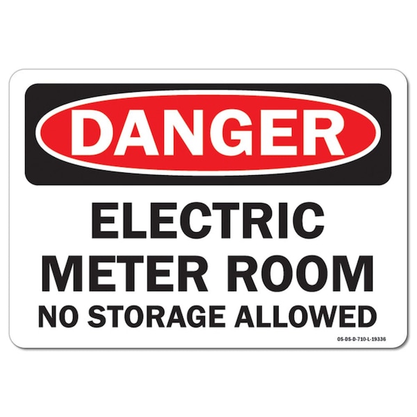 Safety Sign, OSHA Danger, 3.5" Height, Electric Meter Room No, Landscape, 10PK